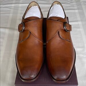 Johnston & Murphy Men's Tan Italian Sheepskin Leather Dress Shoes, Size 11.5M